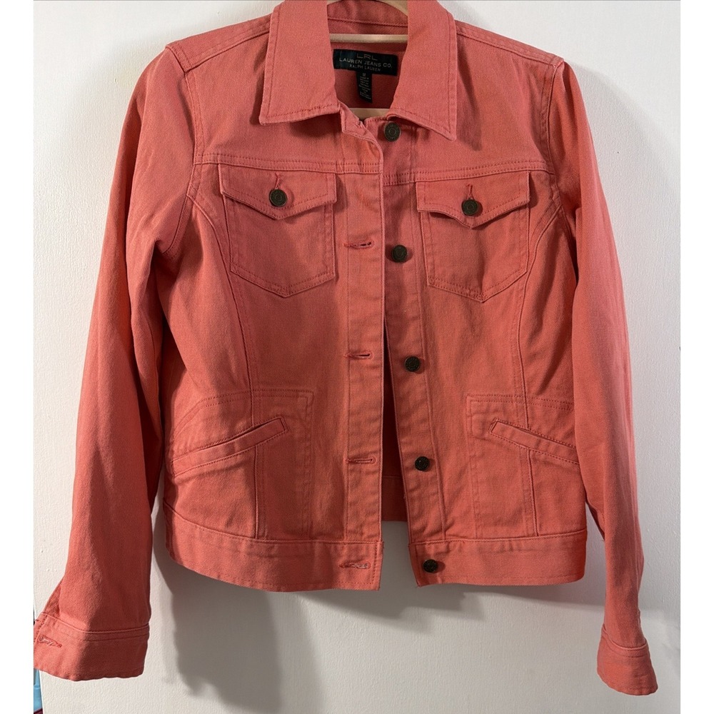 Lauren Jeans Co. Ralph Lauren Coral Denim Jacket Size XL EUC
